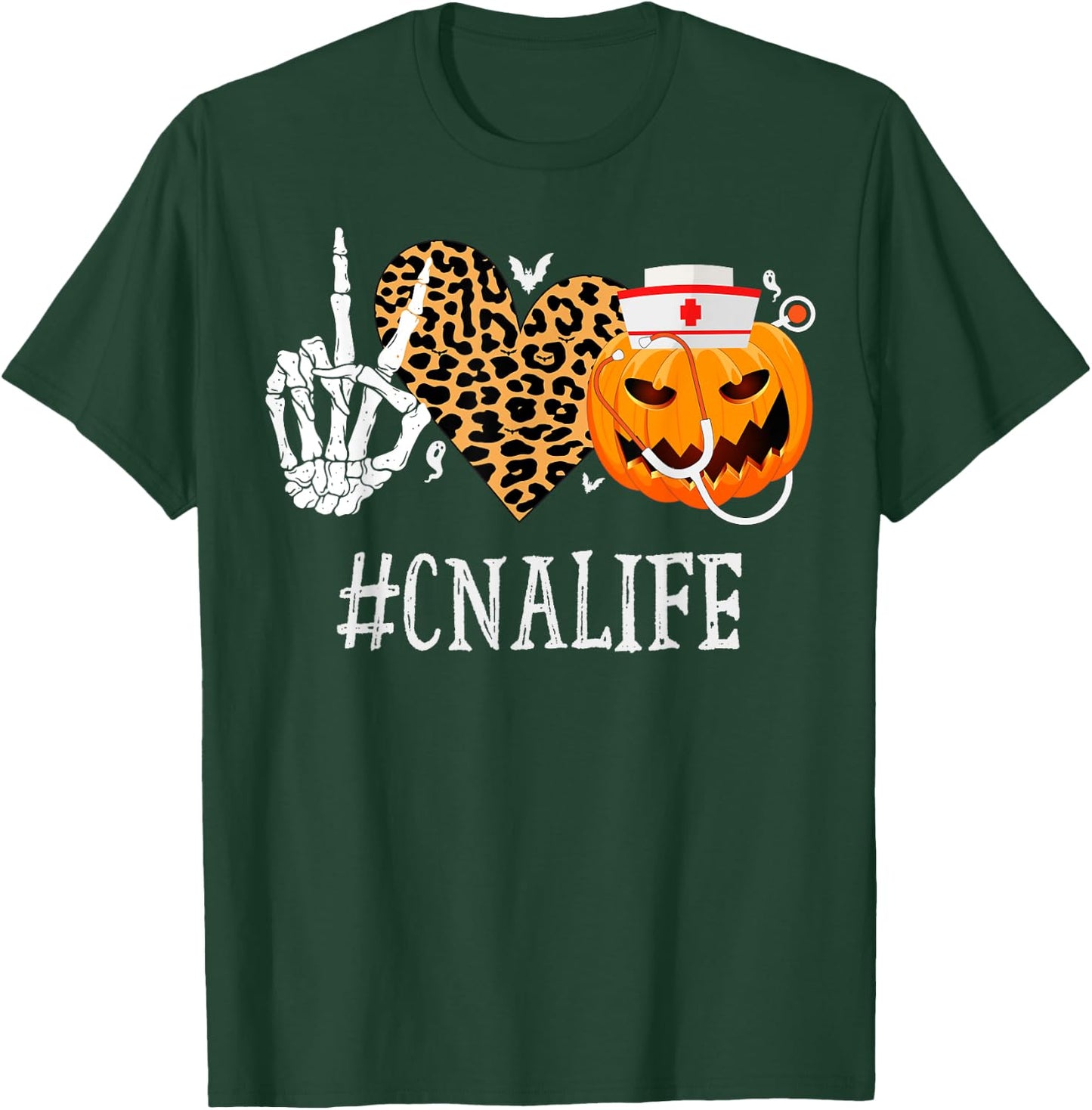 CNA Certified Nursing Assistant Peace Love Pumpkin Halloween T-Shirt - T-Shirt | Forest