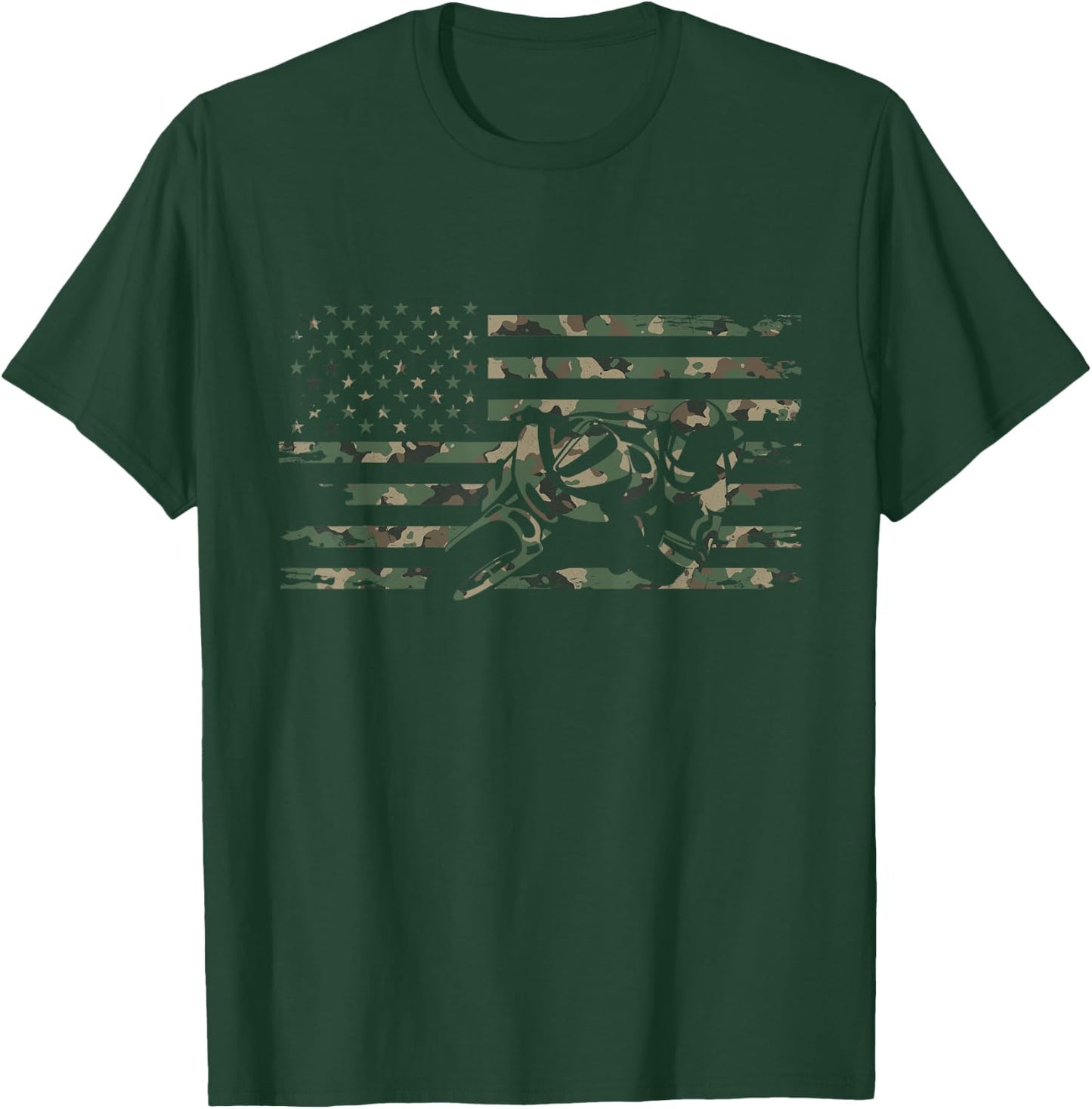American Flag Camouflage Motorcycle Apparel - Motorcycle Kids Men T-Shirt - T-Shirt | Forest