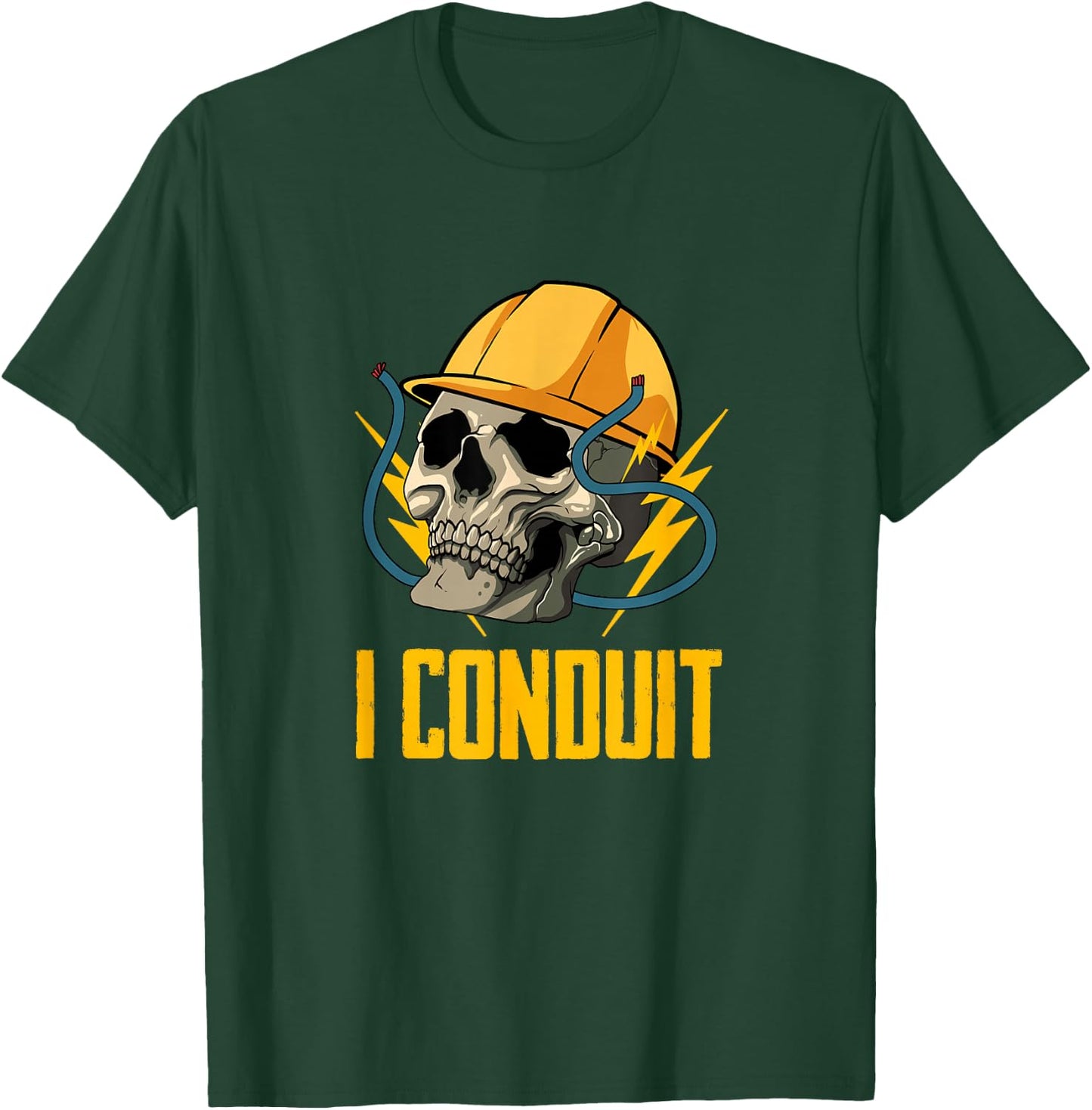 Electrician Electricity Electrical Engineer Skull I Conduit T-Shirt - T-Shirt | Forest