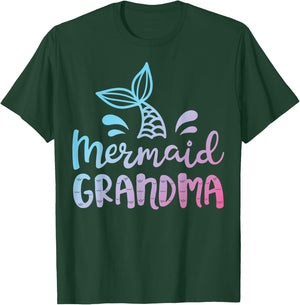 Mermaid Grandma Funny Grandmother Family Matching Birthday Small T-Shirt - T-Shirt | Forest