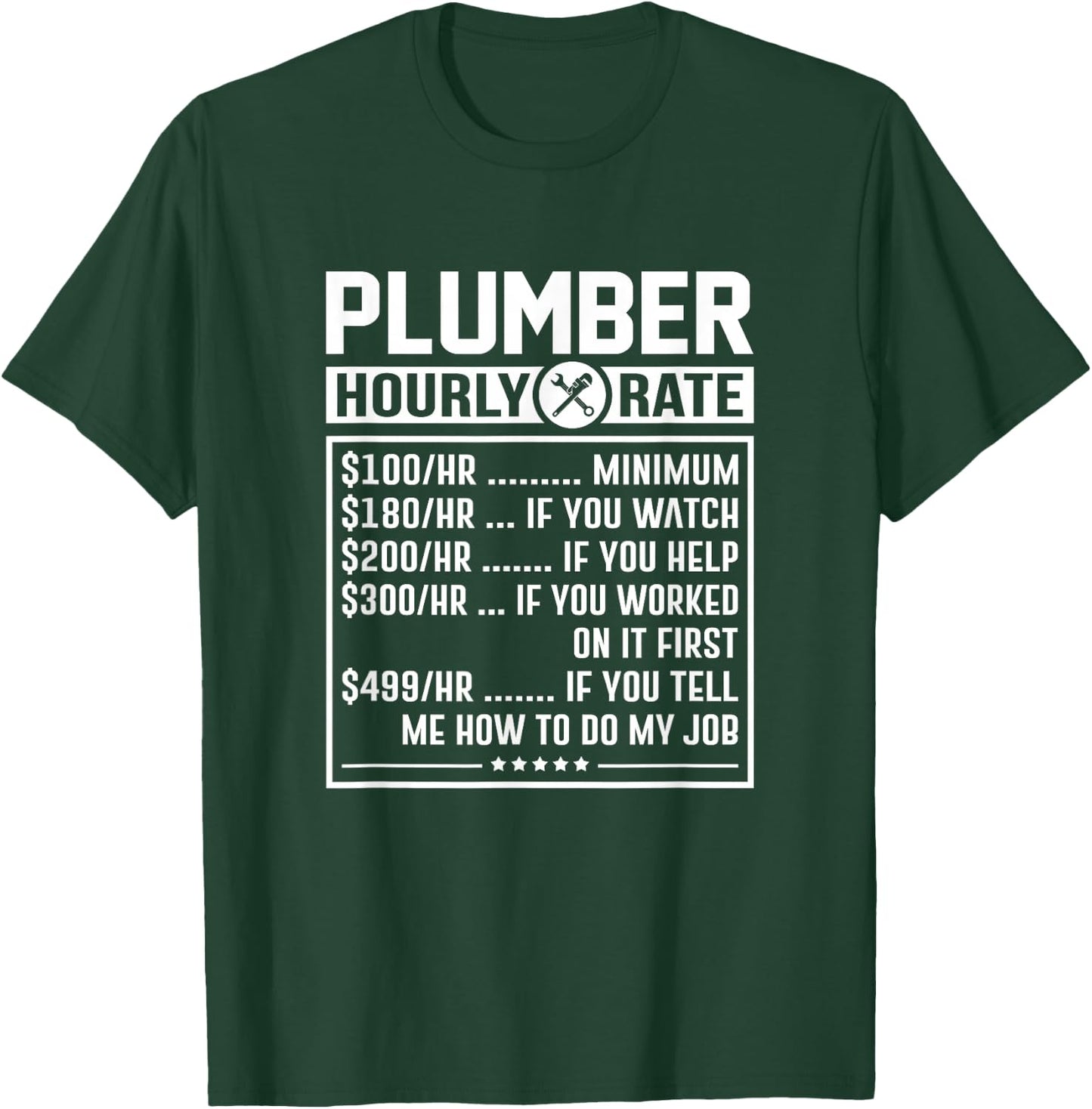 Funny Plumber Hourly Rate Labor Price Chart T-Shirt - T-Shirt | Forest