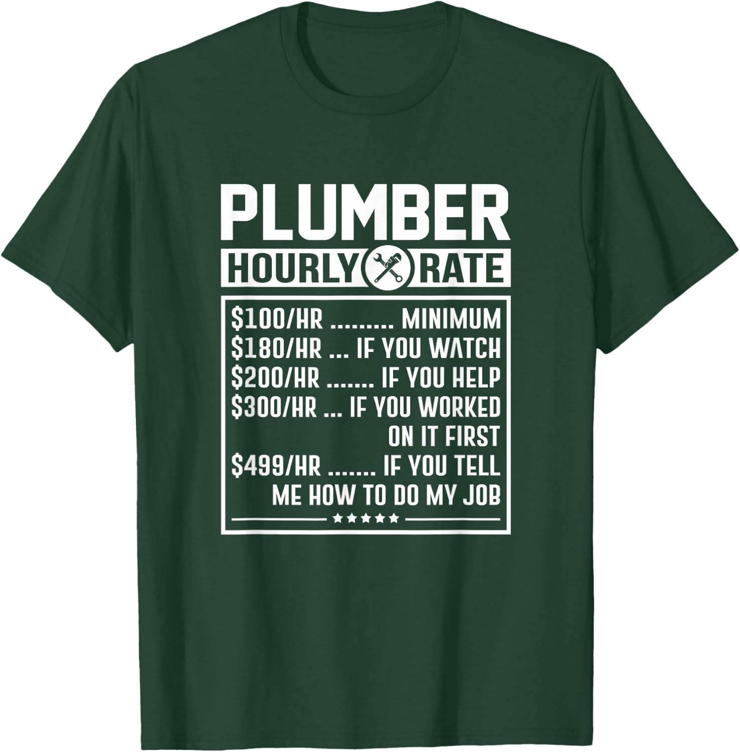 Funny Plumber Hourly Rate Labor Price Chart T-Shirt - T-Shirt | Forest