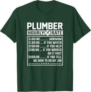 Funny Plumber Hourly Rate Labor Price Chart T-Shirt - T-Shirt | Forest