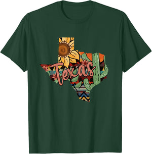 Cute Love Texas State Cactus Sunflower T-Shirt - T-Shirt | Forest