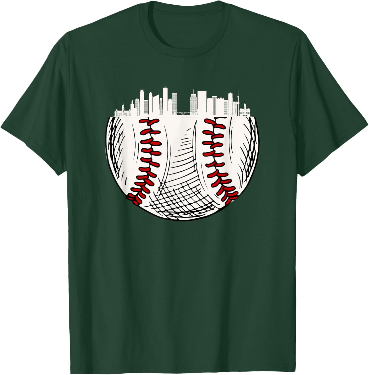 Twin Cities Minnesota MN Baseball Skyline T-Shirt - T-Shirt | Forest