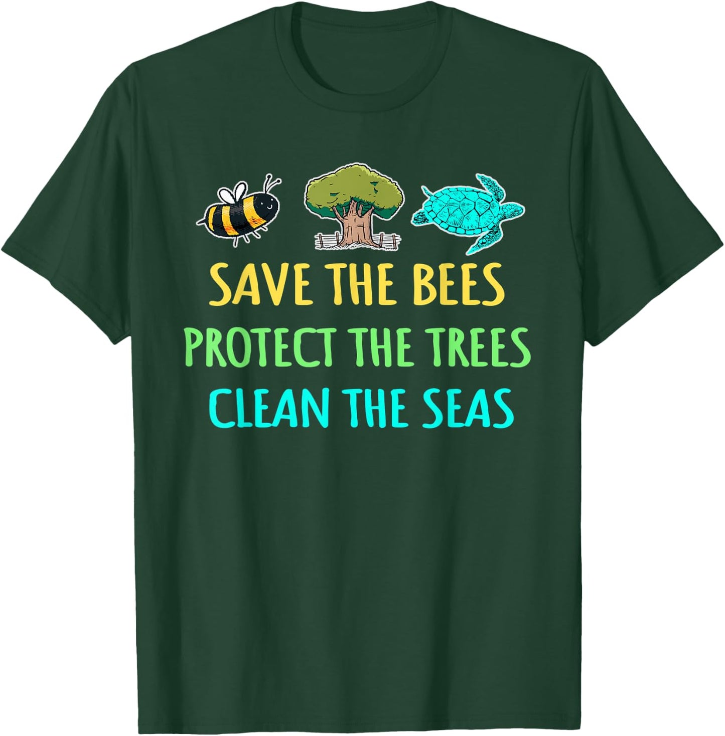 Recycling Environmentalist Bees Trees Earth Day Nature Lover T-Shirt - T-Shirt | Forest