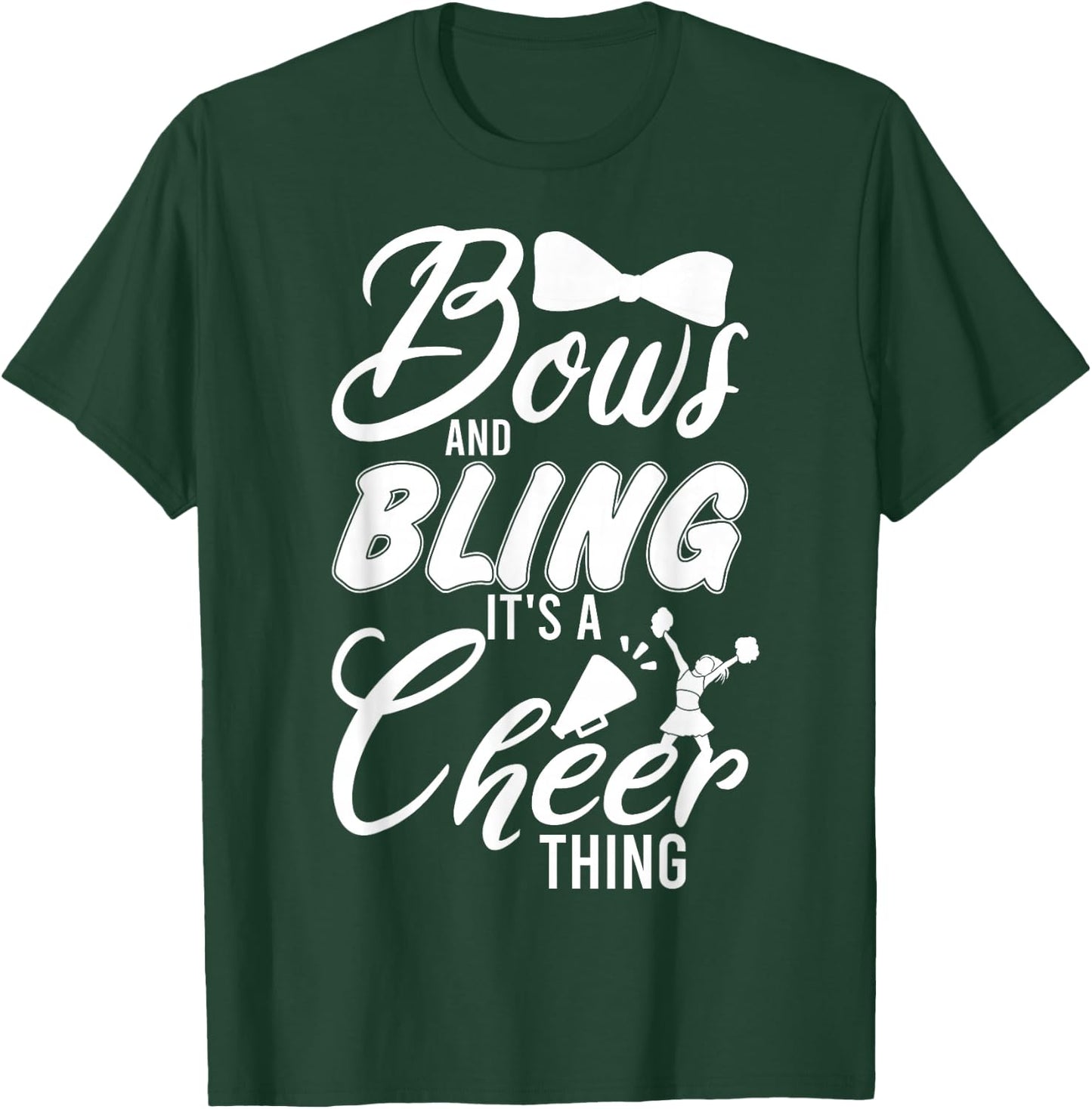 Youth Team Cute Cheerleader Bows And Bling Its A Cheer Thing T-Shirt - T-Shirt | Forest