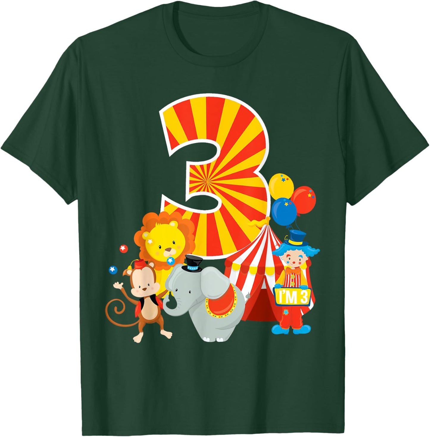 3rd Birthday Shirt Boys Girls Circus 3 Birthday Party Shirt T-Shirt - T-Shirt | Forest