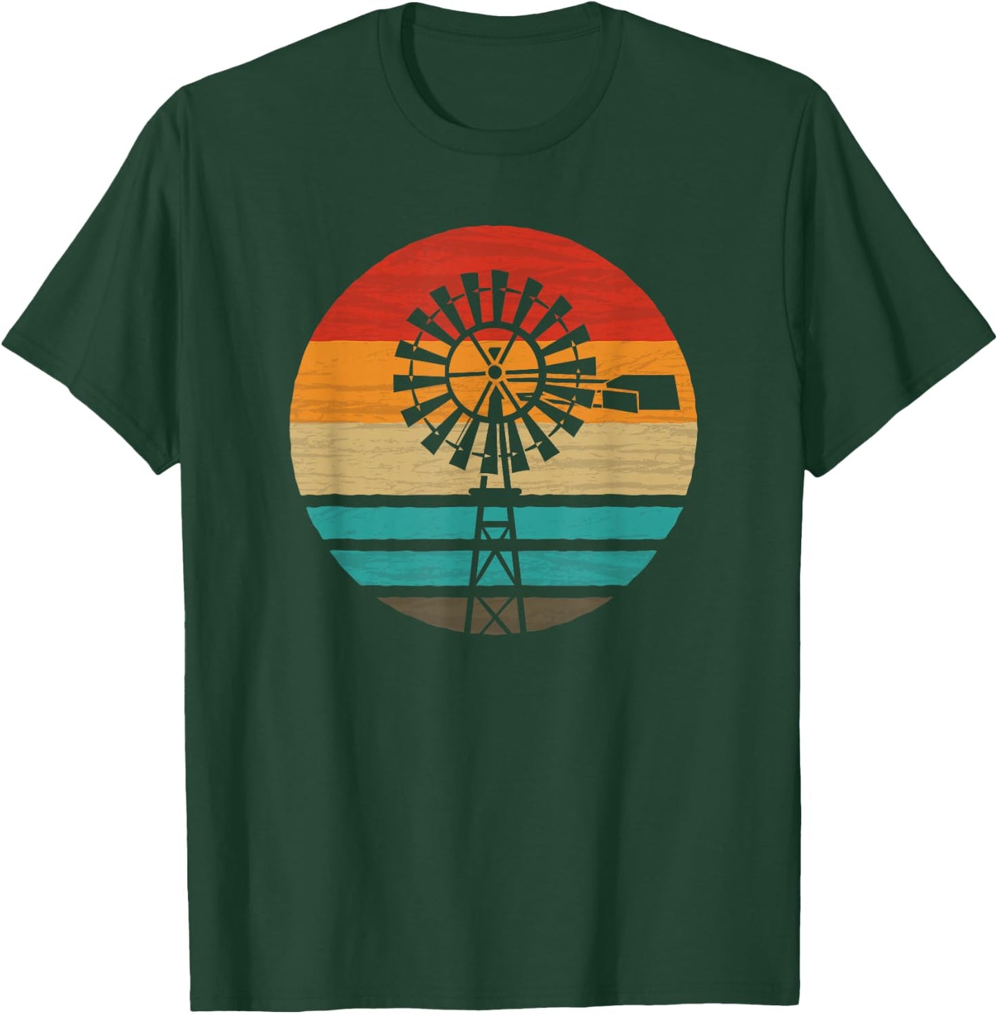Windmill Retro Style Vintage T-Shirt - T-Shirt | Forest