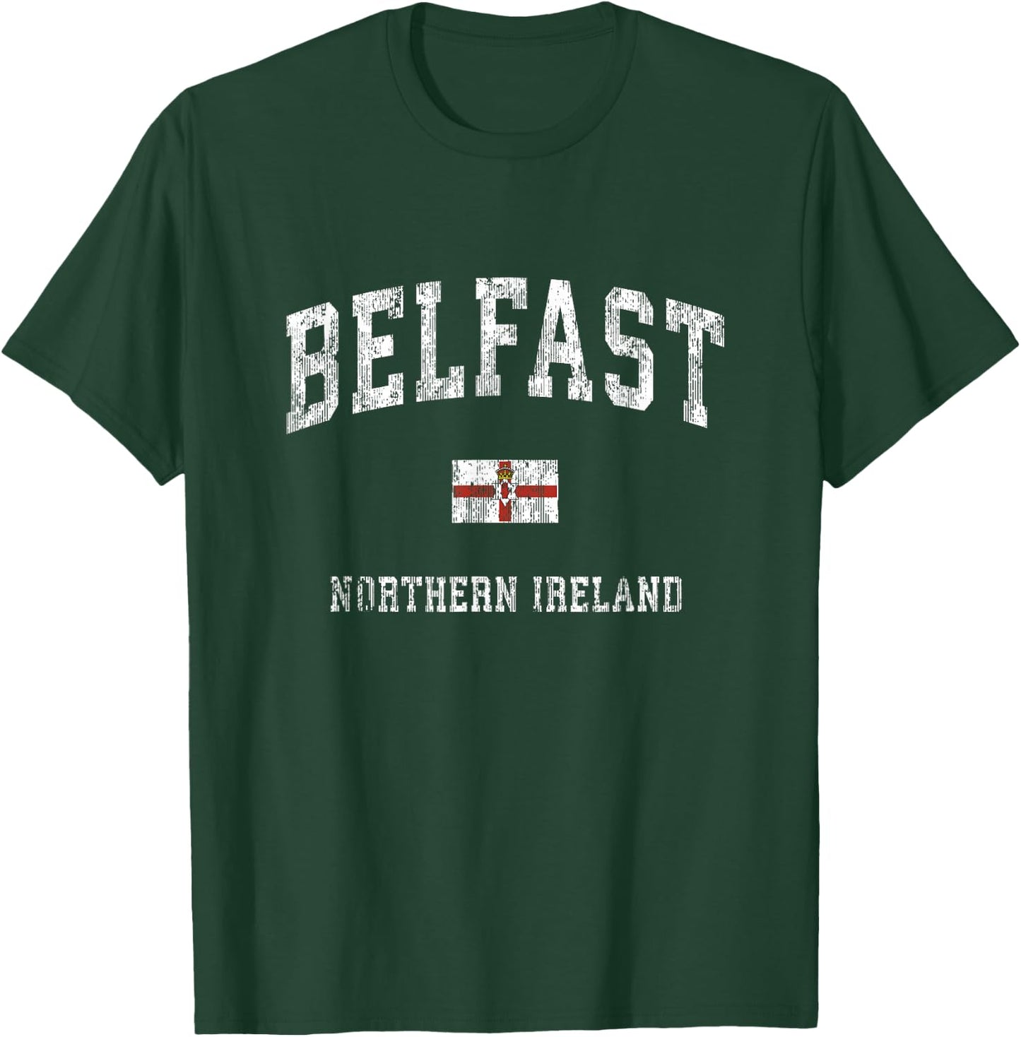 Belfast Northern Ireland Vintage Athletic Sports Design T-Shirt - T-Shirt | Forest