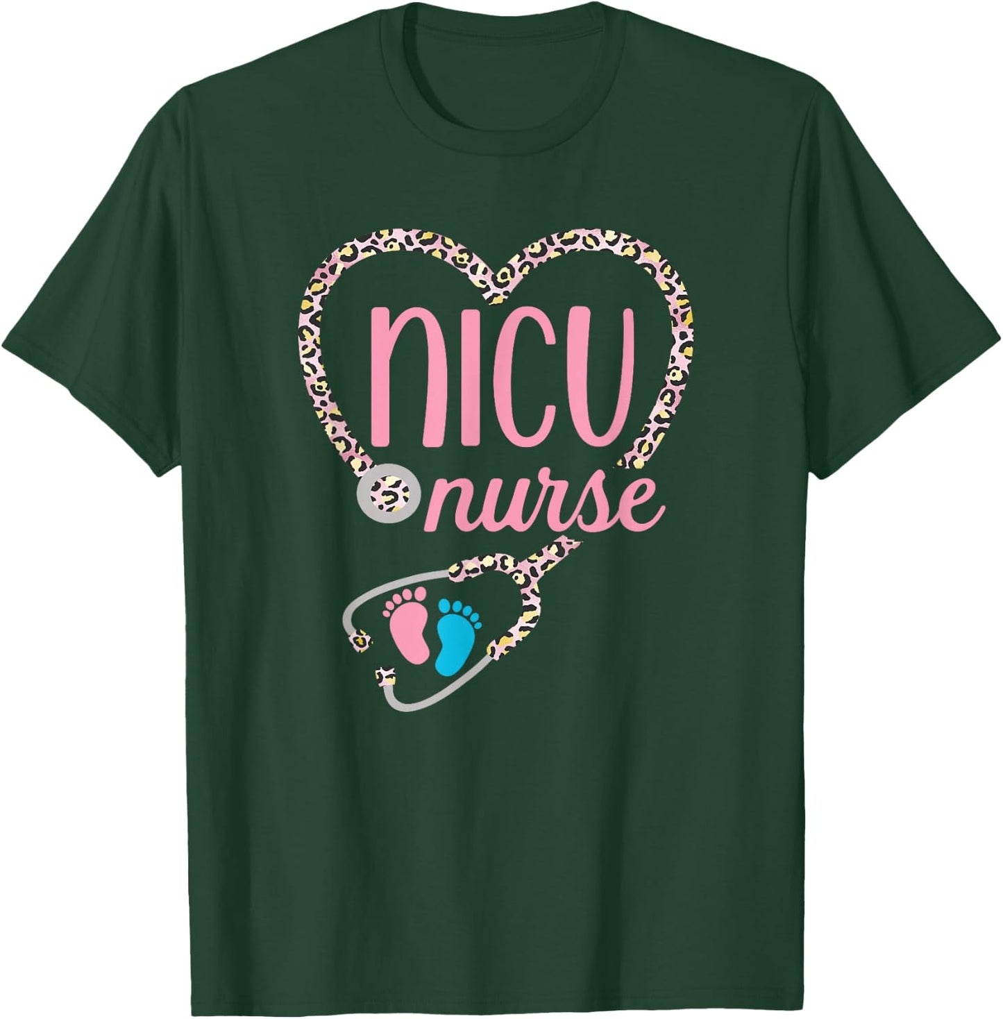 NICU Nurse Nursing Neonatal Leopard Pattern Design T-Shirt - T-Shirt | Forest