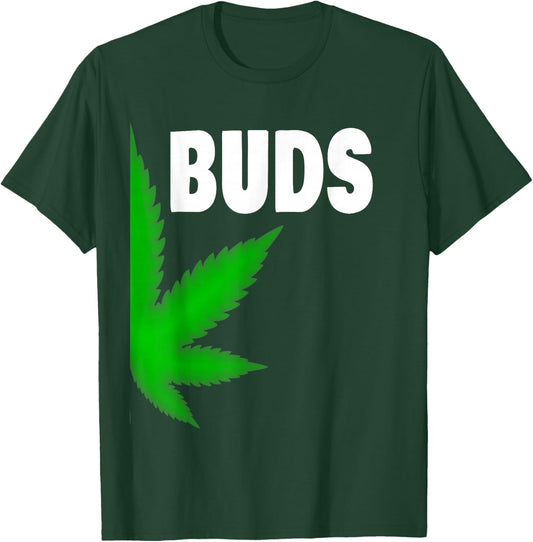 Couples Matching Best Buds BFF Marijuana Leaf Weed Gift T-Shirt - T-Shirt | Forest