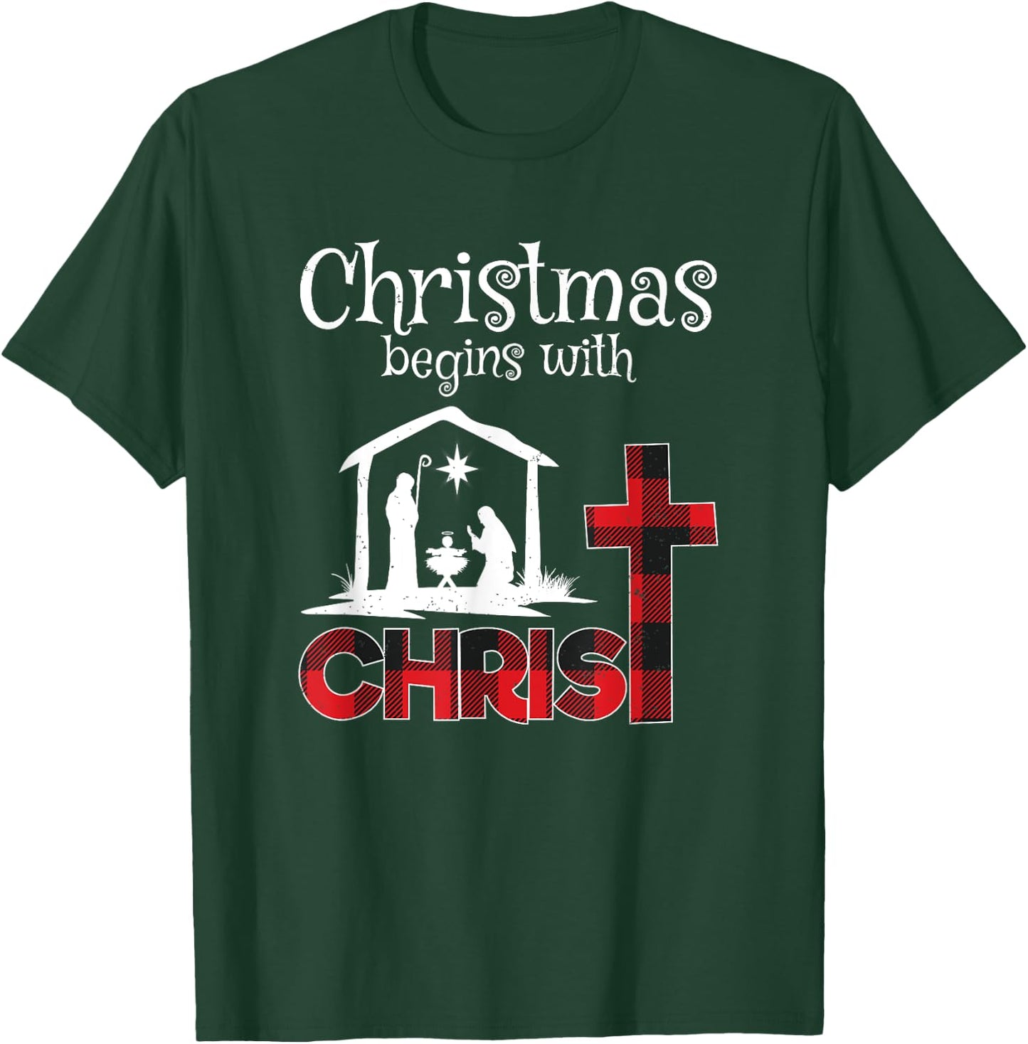 Christmas Begins With Christians Buffalo Plaid T-Shirt - T-Shirt | Forest