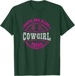 boots & bling it's a cowgirl thing Western women T-Shirt - T-Shirt | Forest