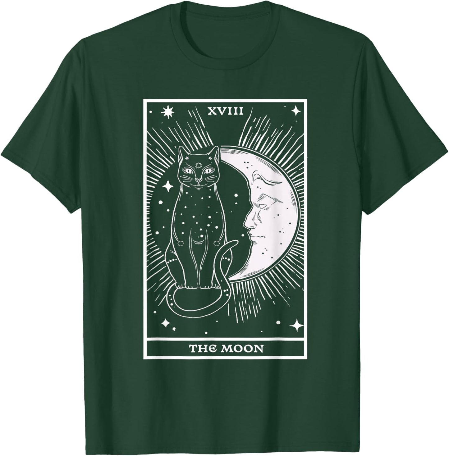 Crescent Moon Cat - Tarot Card Reading Fortune Telling Men Women T-Shirt - T-Shirt | Forest