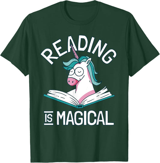 Unicorn Reading Is Magical - Booklover T-Shirt - T-Shirt | Forest