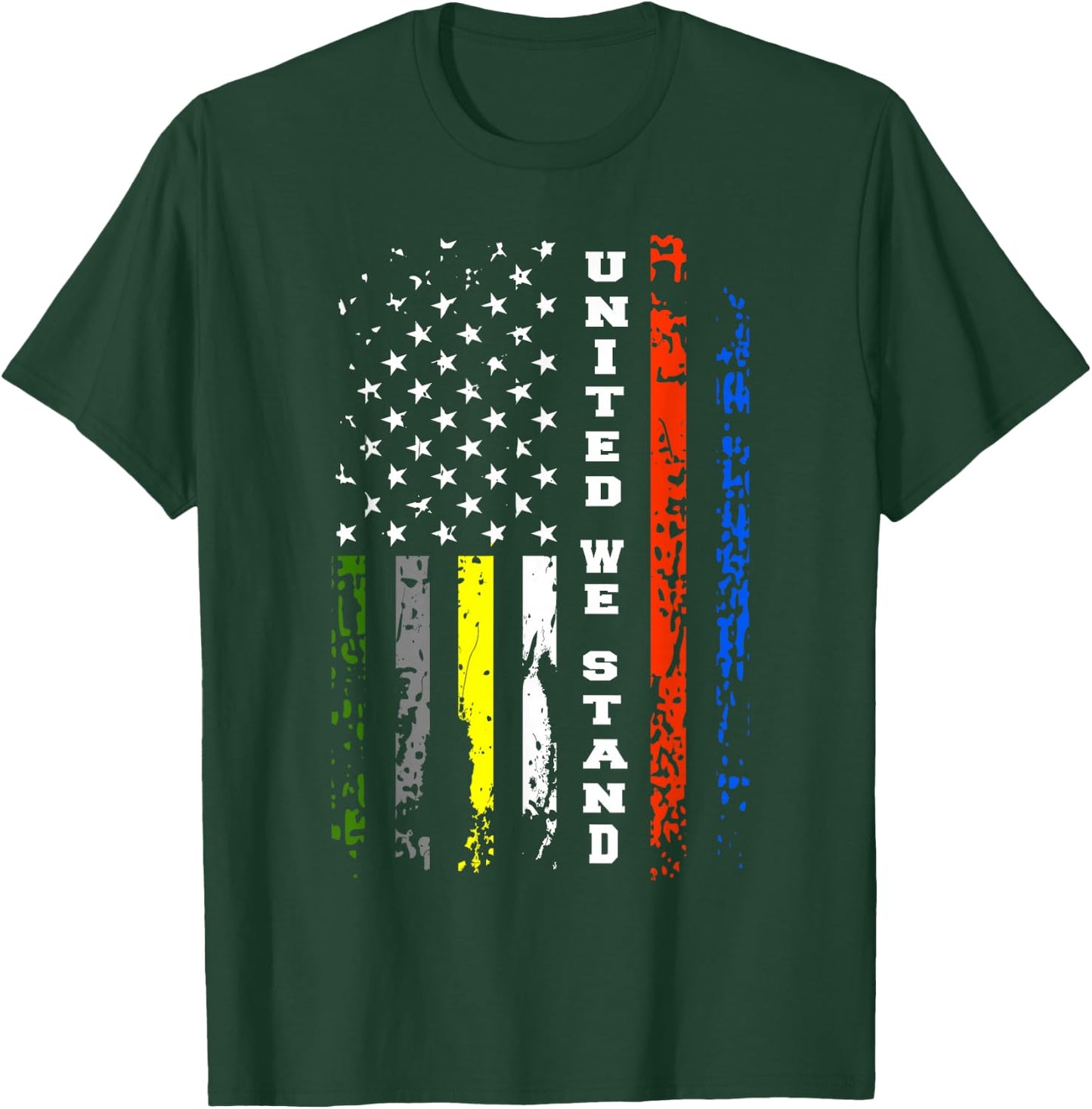 First Responder Thin Line Shirt Patriotic American Flag Gift T-Shirt - T-Shirt | Forest