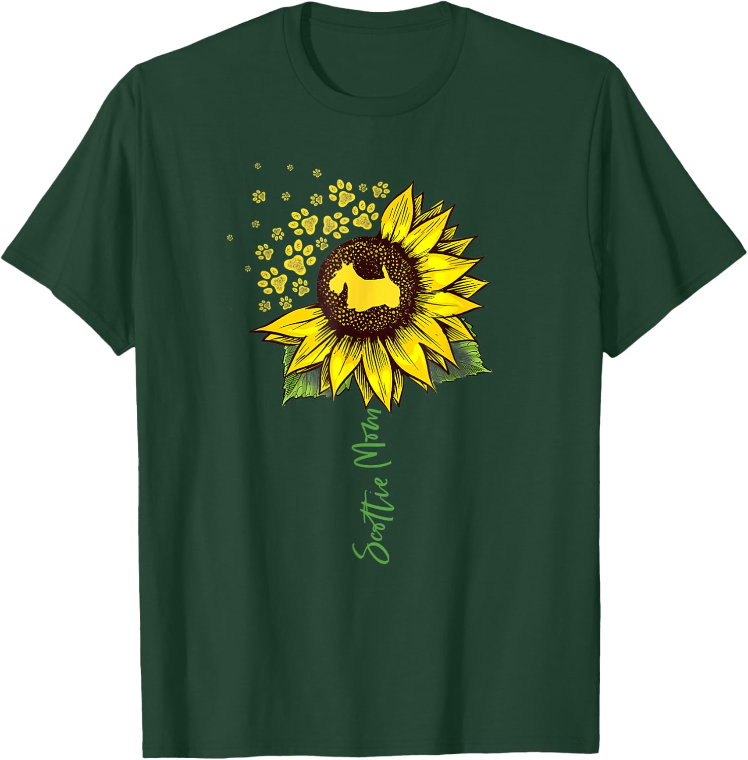 Scottie Mom Sunflower Scottish Terrier Gifts Dog Mom Mama Women Girls Kids T-Shirt - T-Shirt | Forest