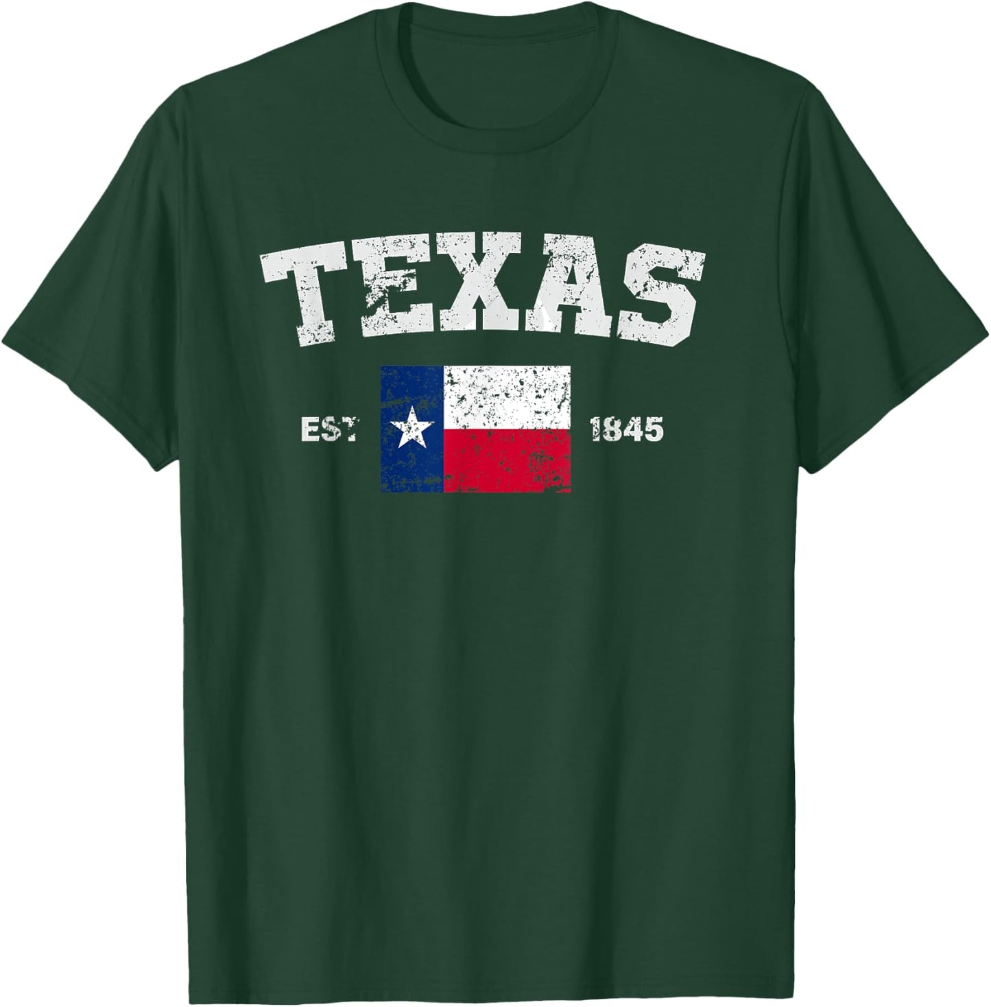 Texas Est. 1845 Texas Flag Cool Vintage Texan Tx Men Women T-Shirt - T-Shirt | Forest