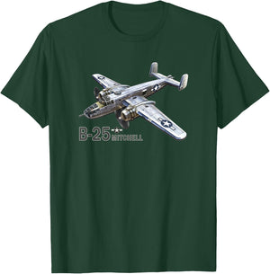 B-25 Bomber WW2 Aeroplane T-Shirt - T-Shirt | Forest