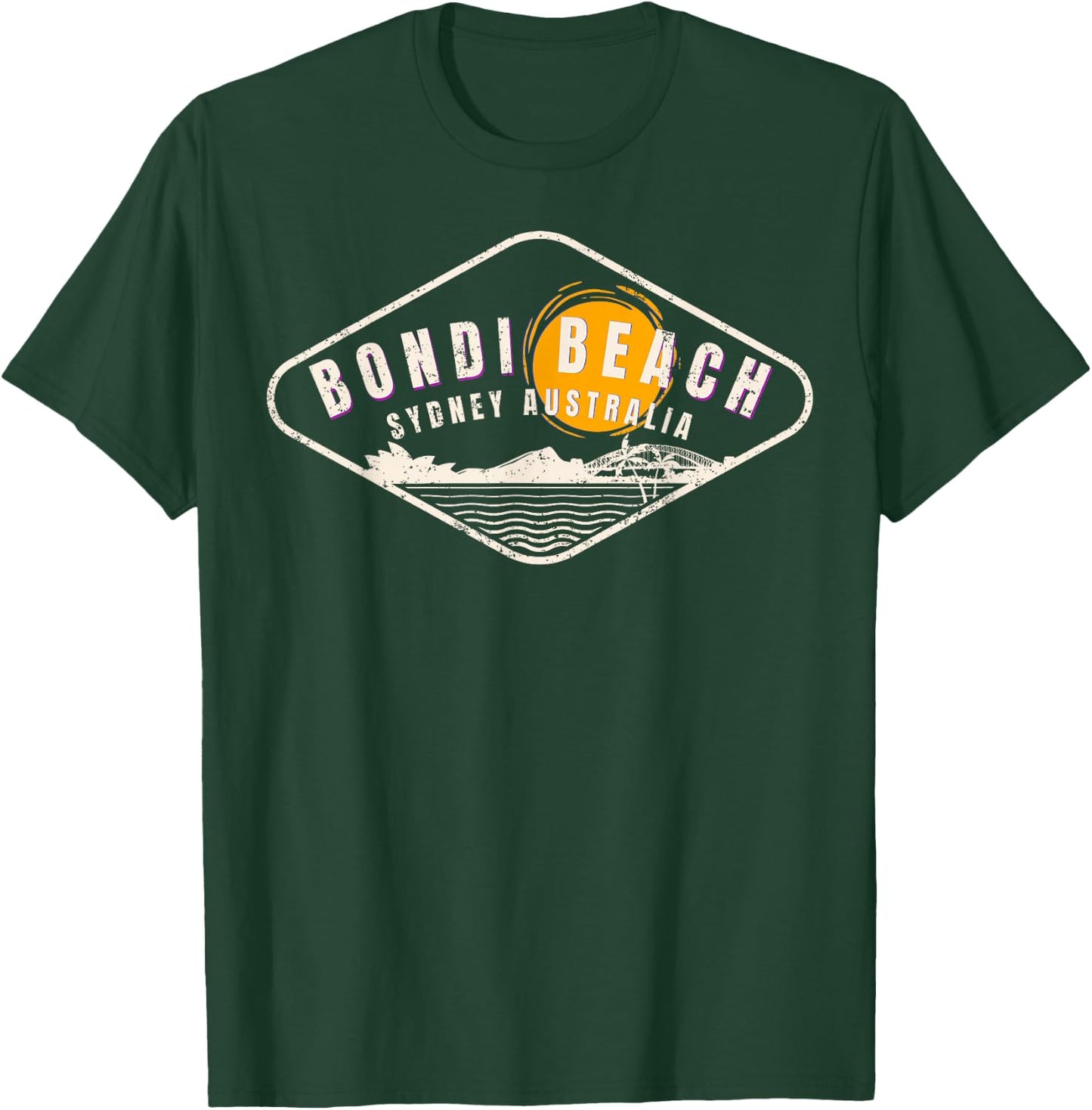 Bondi Beach Retro Distressed Women Kids T-Shirt - T-Shirt | Forest