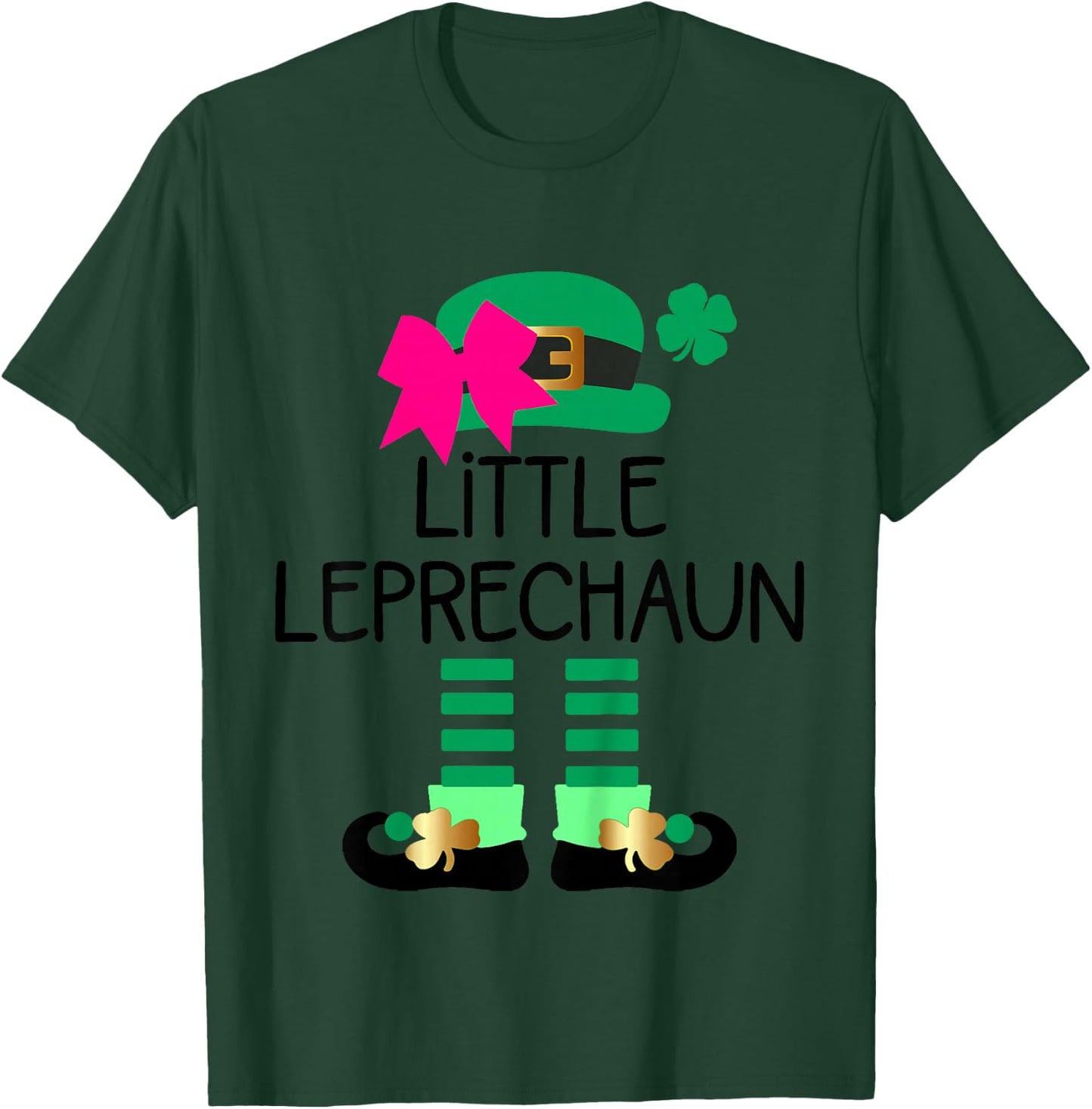 Girls St Patricks Day Toddler Little Leprechaun Bow Costume T-Shirt - T-Shirt | Forest