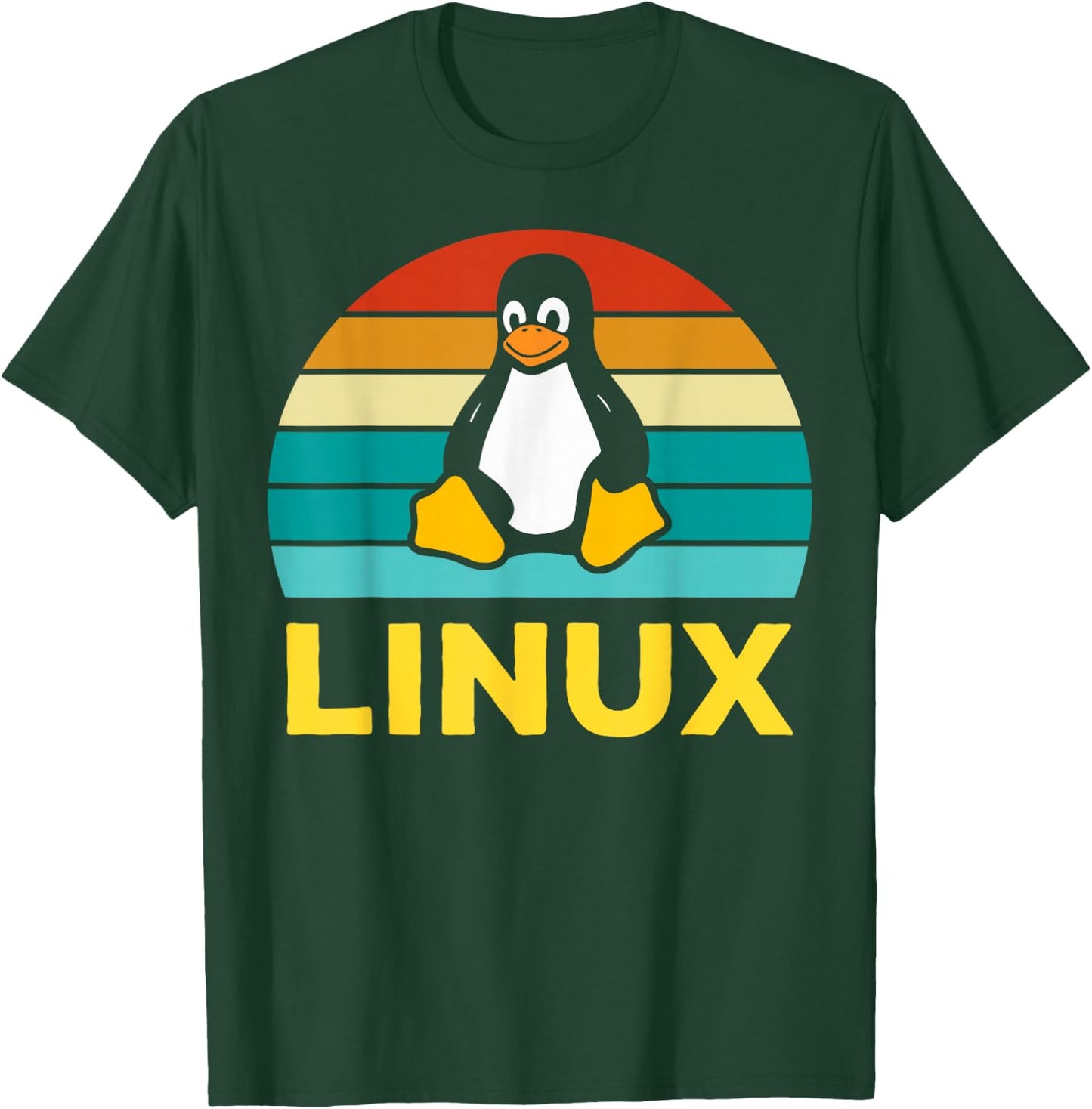 Linux Retro Vintage Penguin Geek Operating System Nerd T-Shirt - T-Shirt | Forest