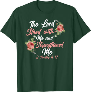 Christian Bible Verse Quote Rose Flower 2 Timothy 4:17 T-Shirt - T-Shirt | Forest