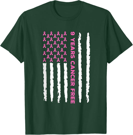 9 Years Breast Cancer Free Survivor T-Shirt - T-Shirt | Forest
