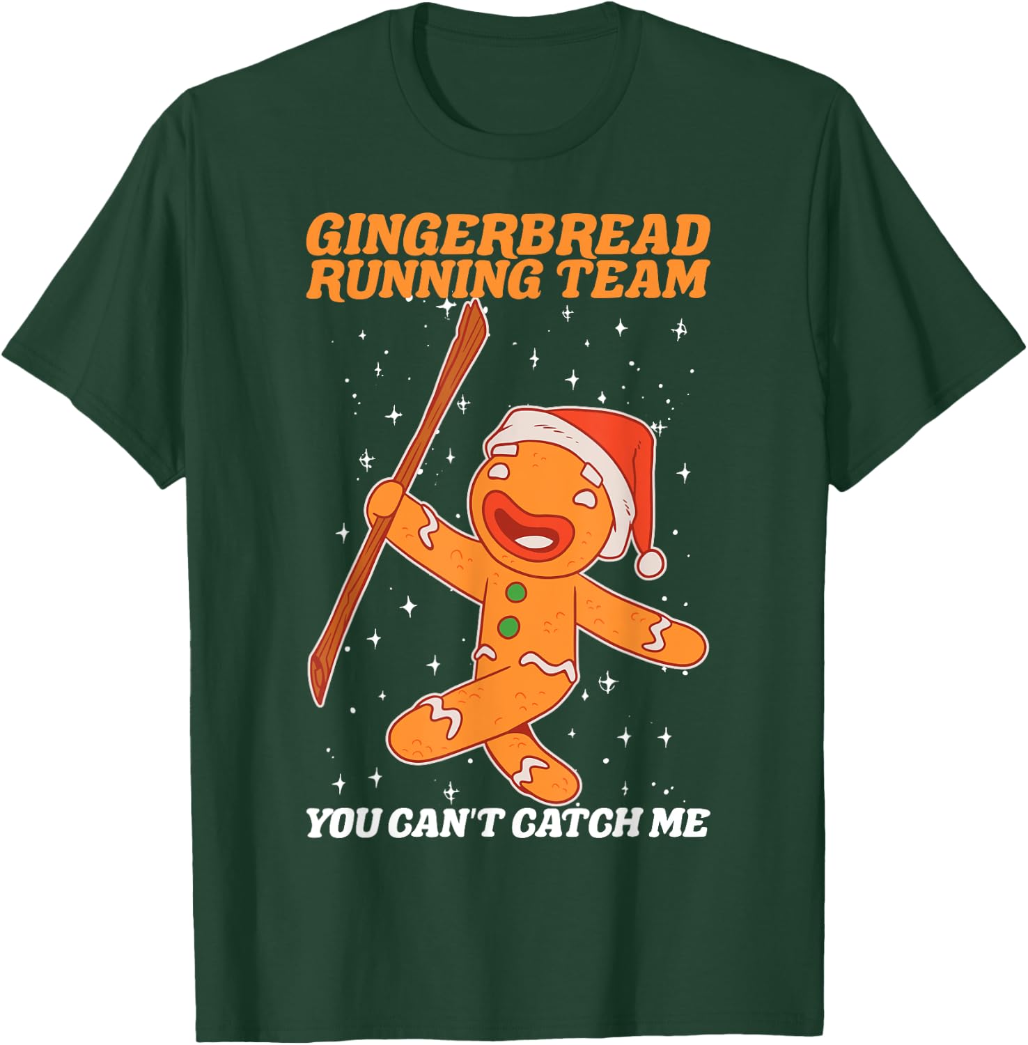 Gingerbread Running Team Christmas Cookie Funny Baking Xmas T-Shirt - T-Shirt | Forest