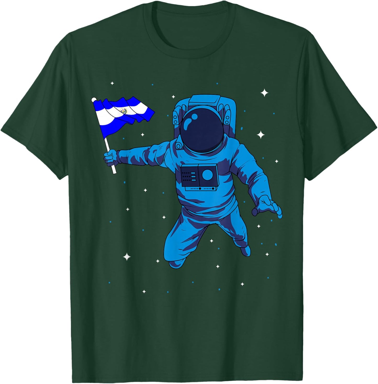 El Salvador Flag Astronaut Space Salvadoran Roots Heritage T-Shirt - T-Shirt | Forest