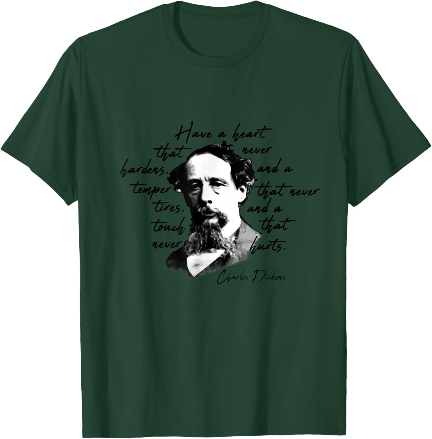 Dickens Minimalist Portrait Quote Charles Dickens T-Shirt - T-Shirt | Forest