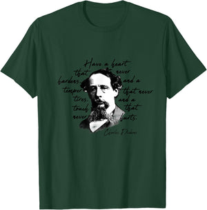 Dickens Minimalist Portrait Quote Charles Dickens T-Shirt - T-Shirt | Forest