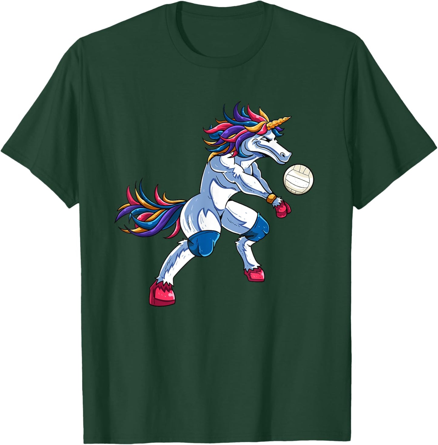 Funny Unicorn Volleyball Mine Rally Beach Player Coach Gifts Men Women T-Shirt - T-Shirt | Forest