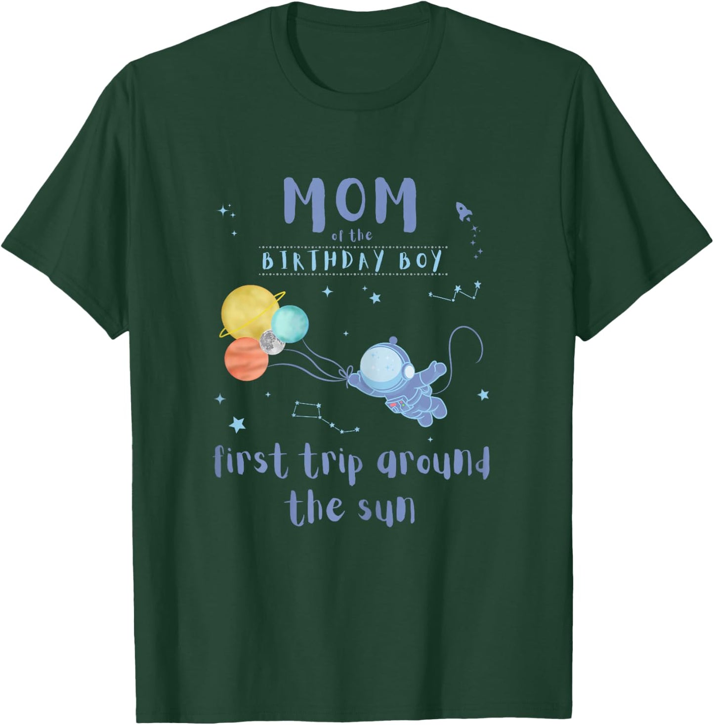 Mom Mommy 1st Birthday First Trip Around The Sun Space Bday T-Shirt - T-Shirt | Forest
