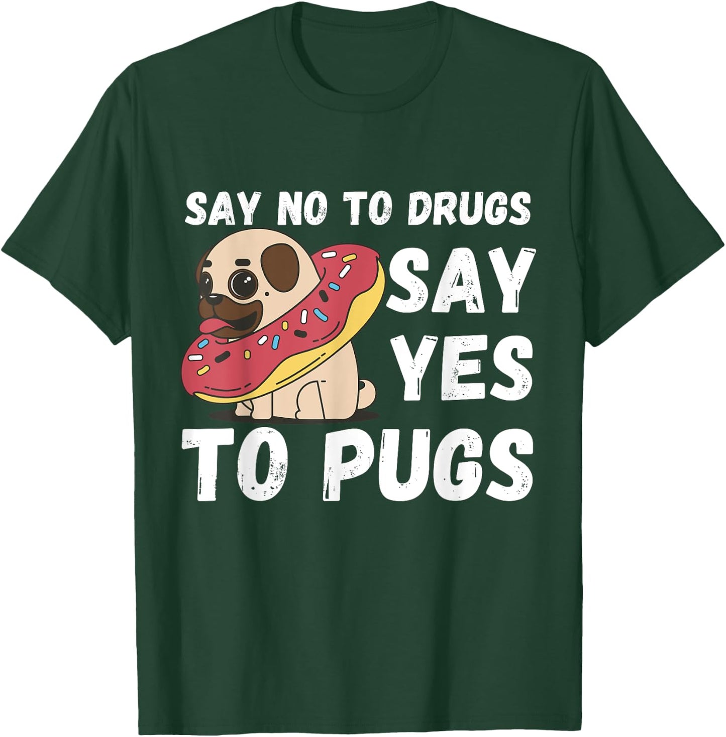 Red Ribbon Week Kids Youth Say No Say Yes to Pugs T-Shirt - T-Shirt | Forest