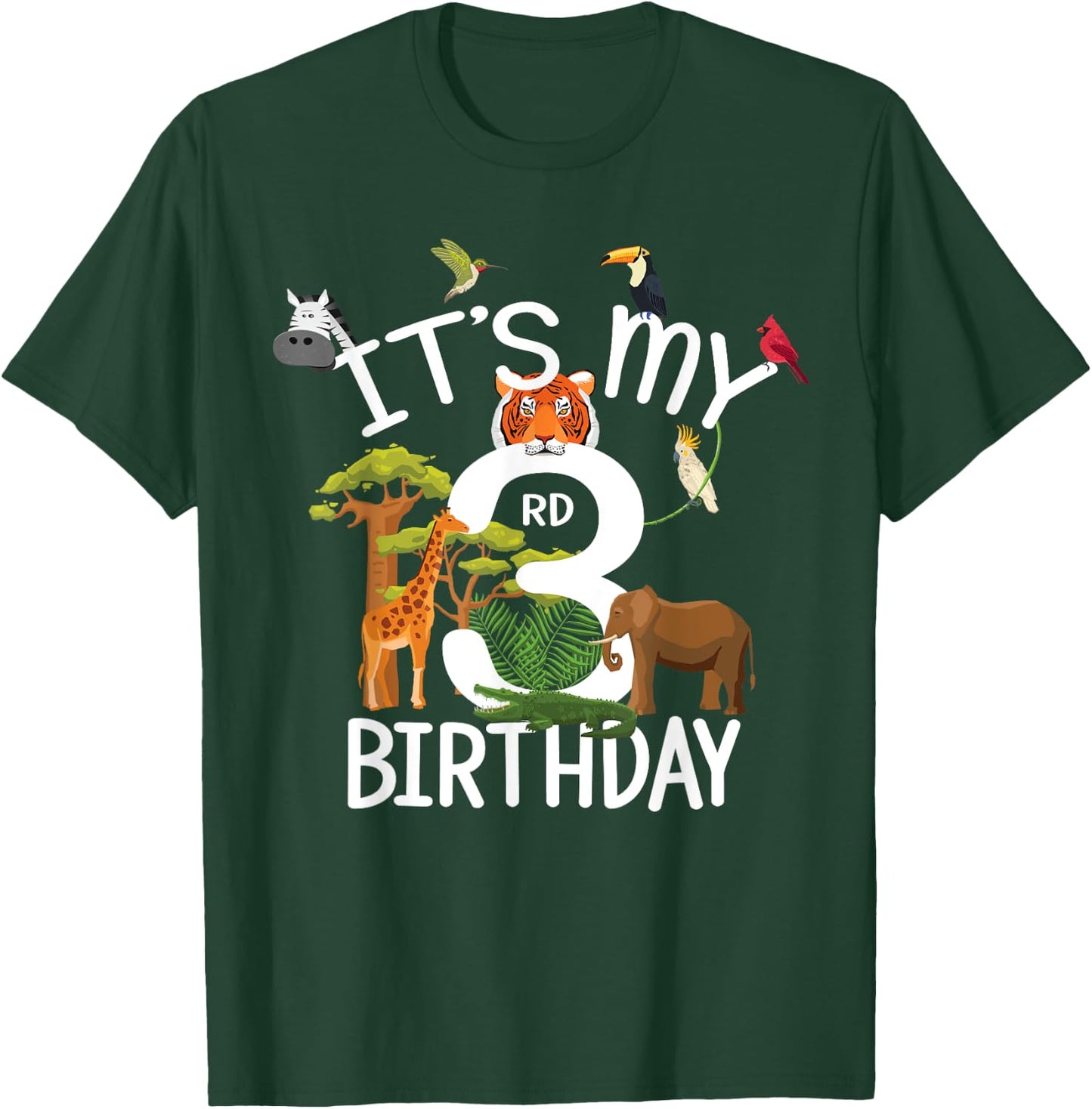 It's My 3rd Birthday Boy Zoo Theme 3 Years Old Animal Party T-Shirt - T-Shirt | Forest