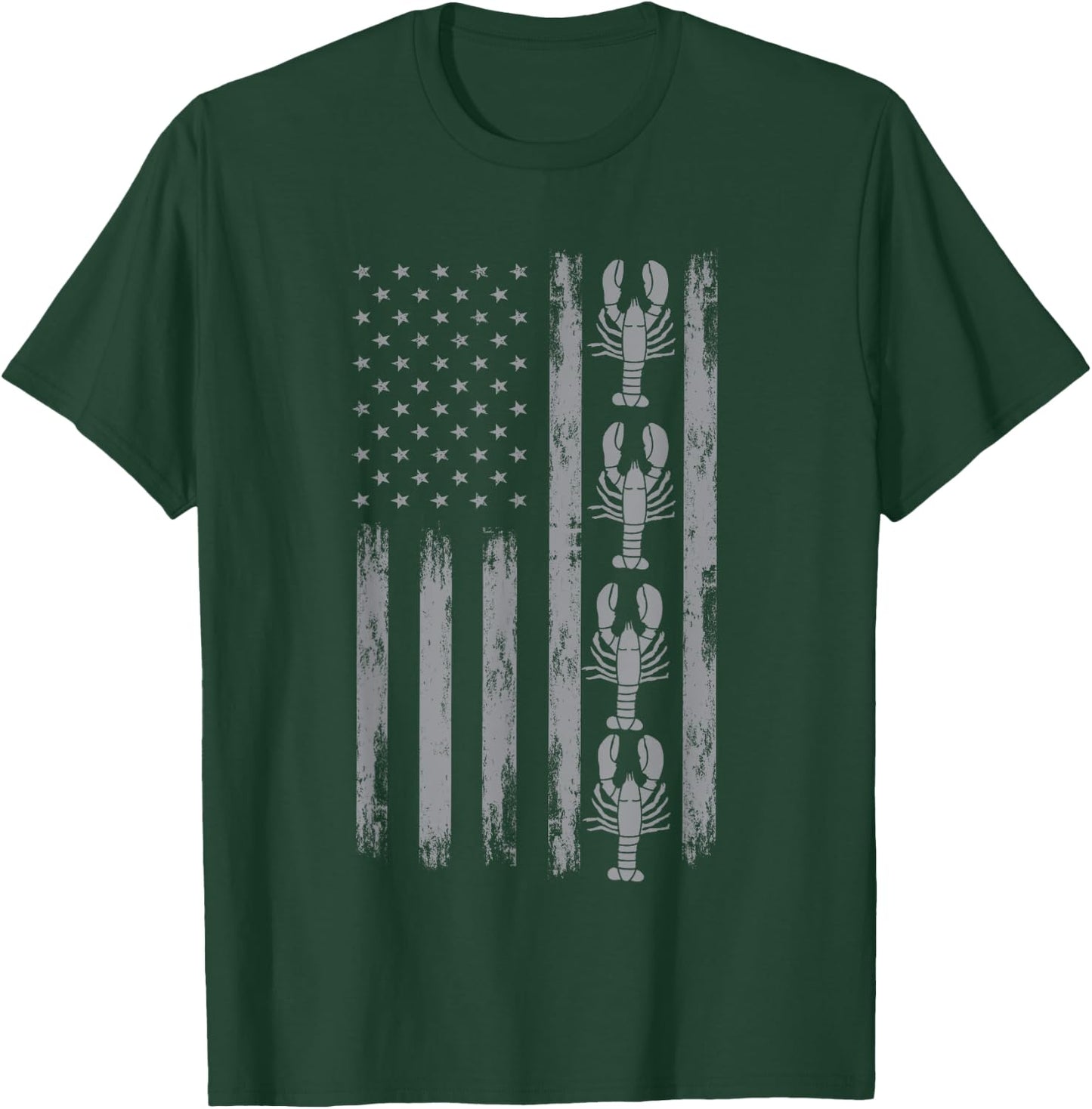 Great Shellfish Designs Crustaceans Lover American Crayfish Outfit Louisiana Crawfish USA Flag T-Shirt - T-Shirt | Forest