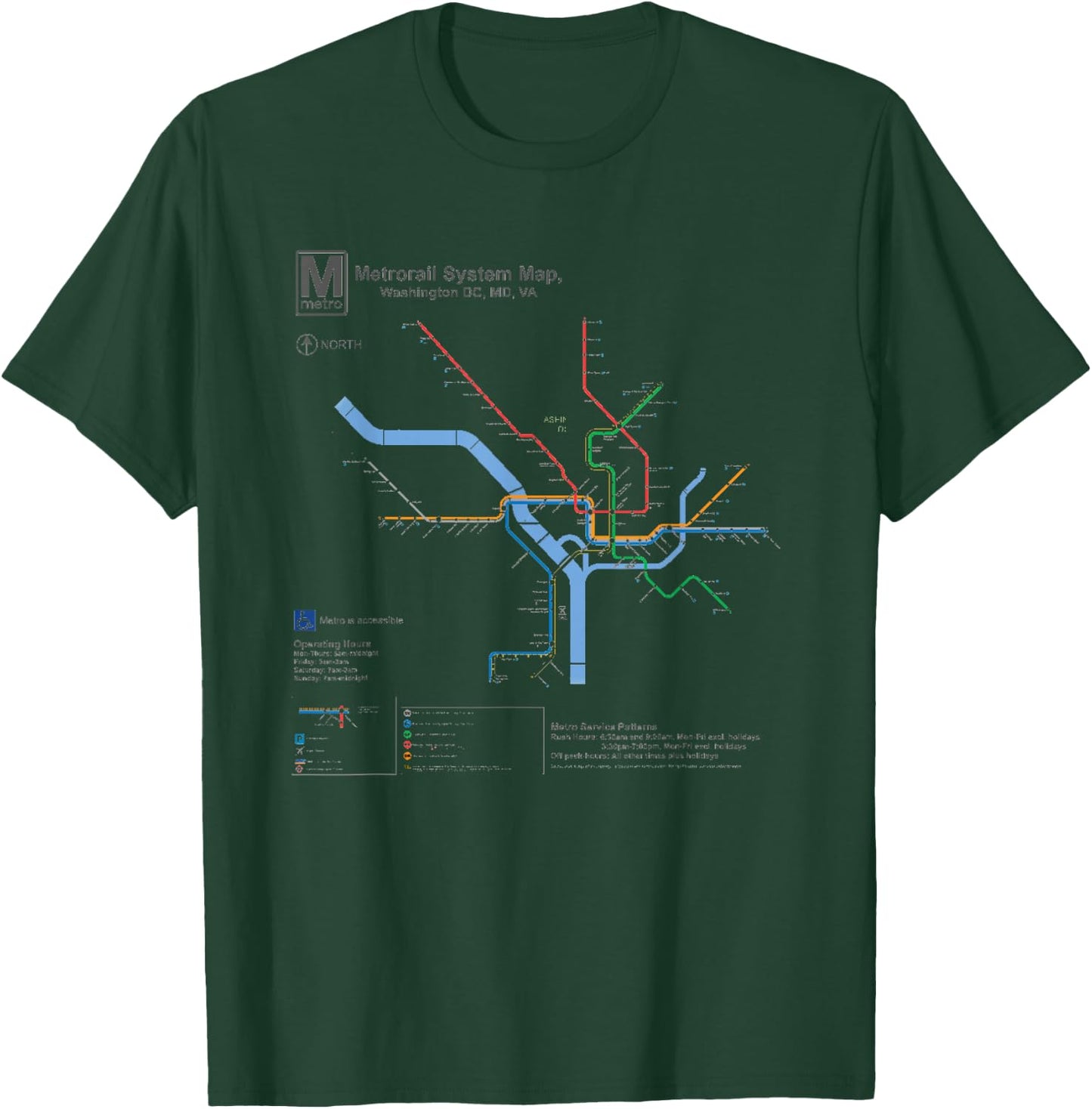 Metro Map Washington DC T-Shirt - T-Shirt | Forest