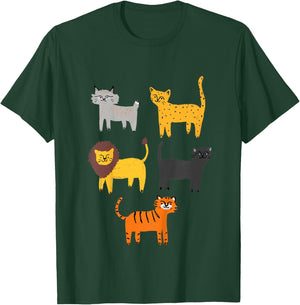 Big Cats of the Wild Lion Tiger Lynx Panther Cheetah Jaguar T-Shirt - T-Shirt | Forest