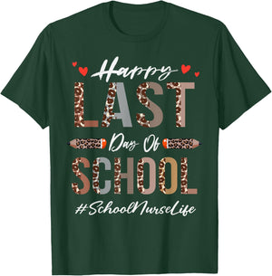 School Nurse Happy Last Day Of School Summer Funny Leopard Women T-Shirt - T-Shirt | Forest