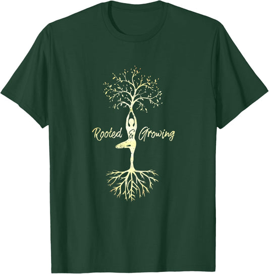 Equanimity Yoga Women's Yoga Tree Of Life With Sayings Vriksasana Hatha Pose T-Shirt - T-Shirt | Forest