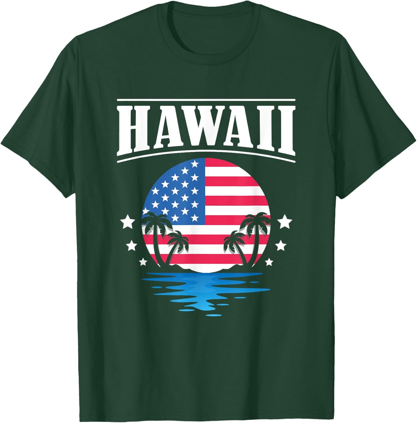 USA Flag America Hawaii Beach Island Hawaiian Men T-Shirt - T-Shirt | Forest