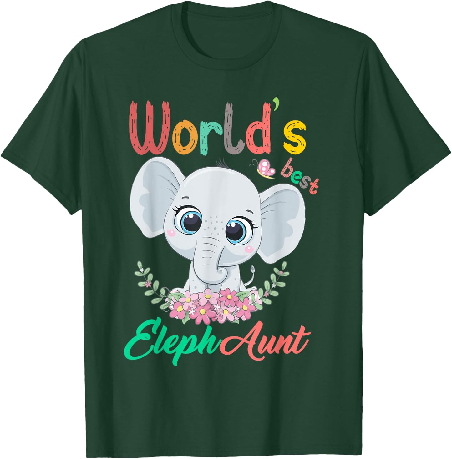 World's Best Elephaunt Aunt Elephant Love Cute Niece Nephew T-Shirt - T-Shirt | Forest