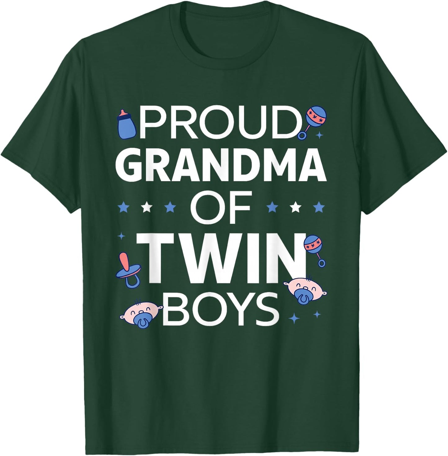 Twin Grandma Grandmother Of Two Proud Grandma Of Twin Boys T-Shirt - T-Shirt | Forest