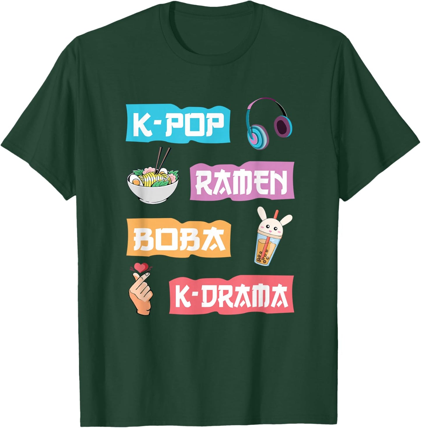 K-Pop Ramen Boba K-Drama - Cute Anime Ramen Small T-Shirt - T-Shirt | Forest