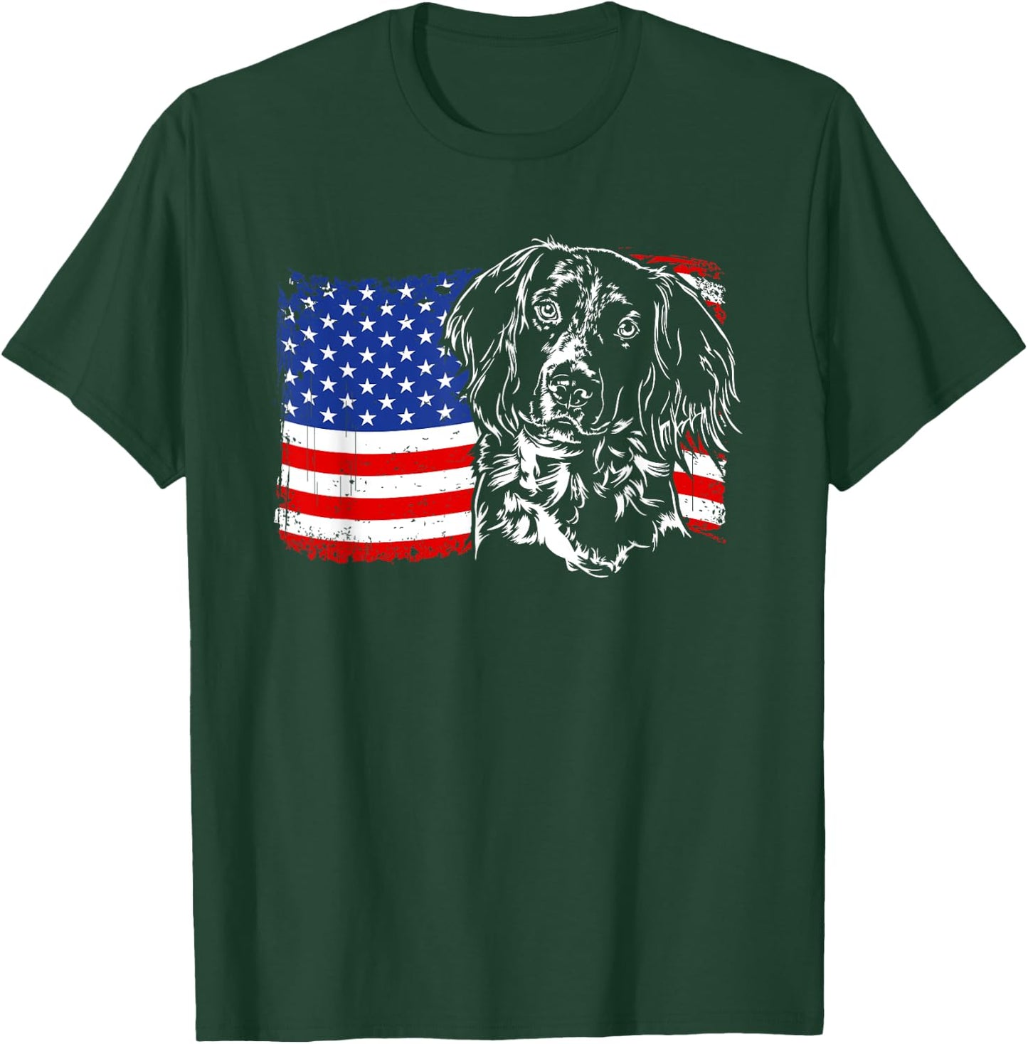 Proud Small Munsterlander American Flag patriotic dog gift Kids Men T-Shirt - T-Shirt | Forest