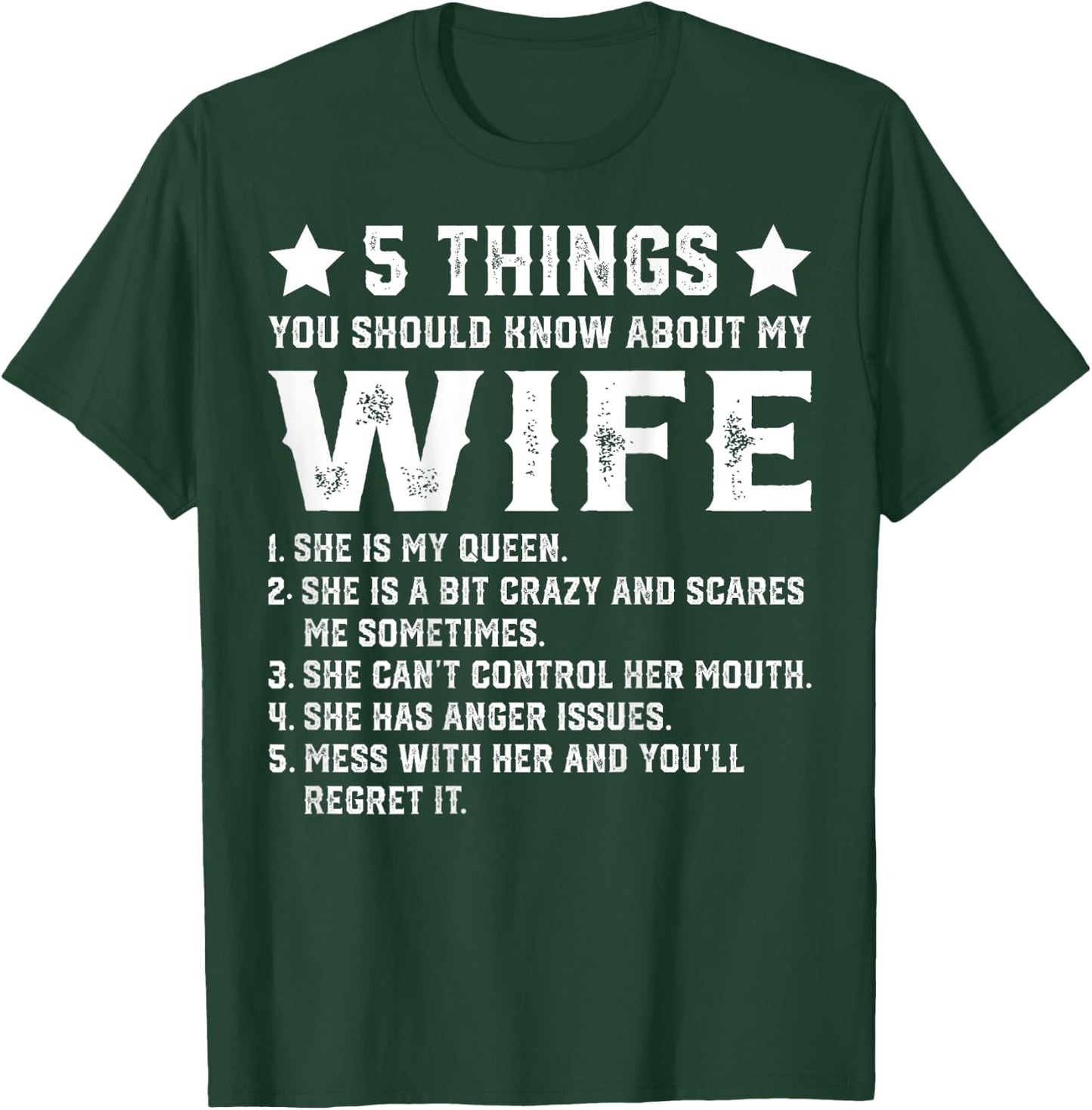 5 Things You Should Know About My Wife (On Back) Husband T-Shirt - T-Shirt | Forest