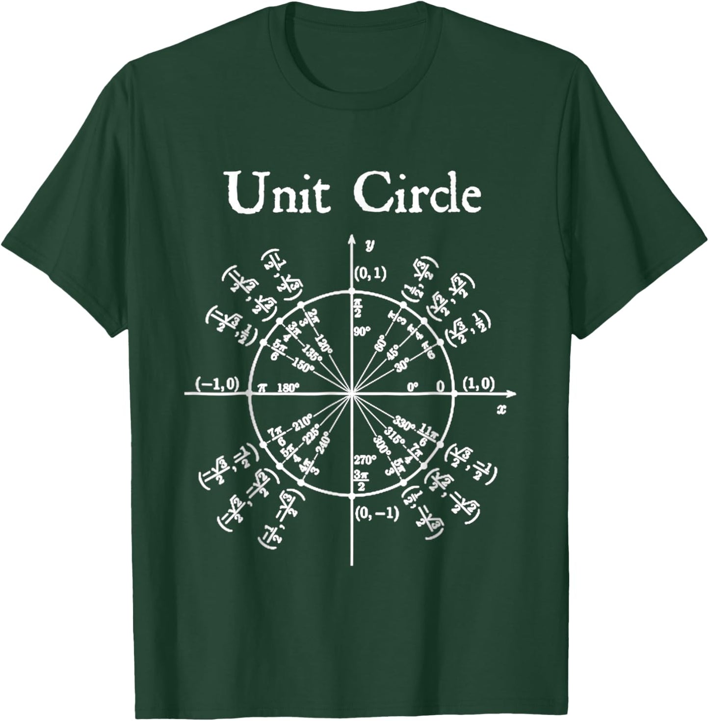 Nerdy Unit Circle Trigonometry Calculus Math Teacher Geek T-Shirt - T-Shirt | Forest