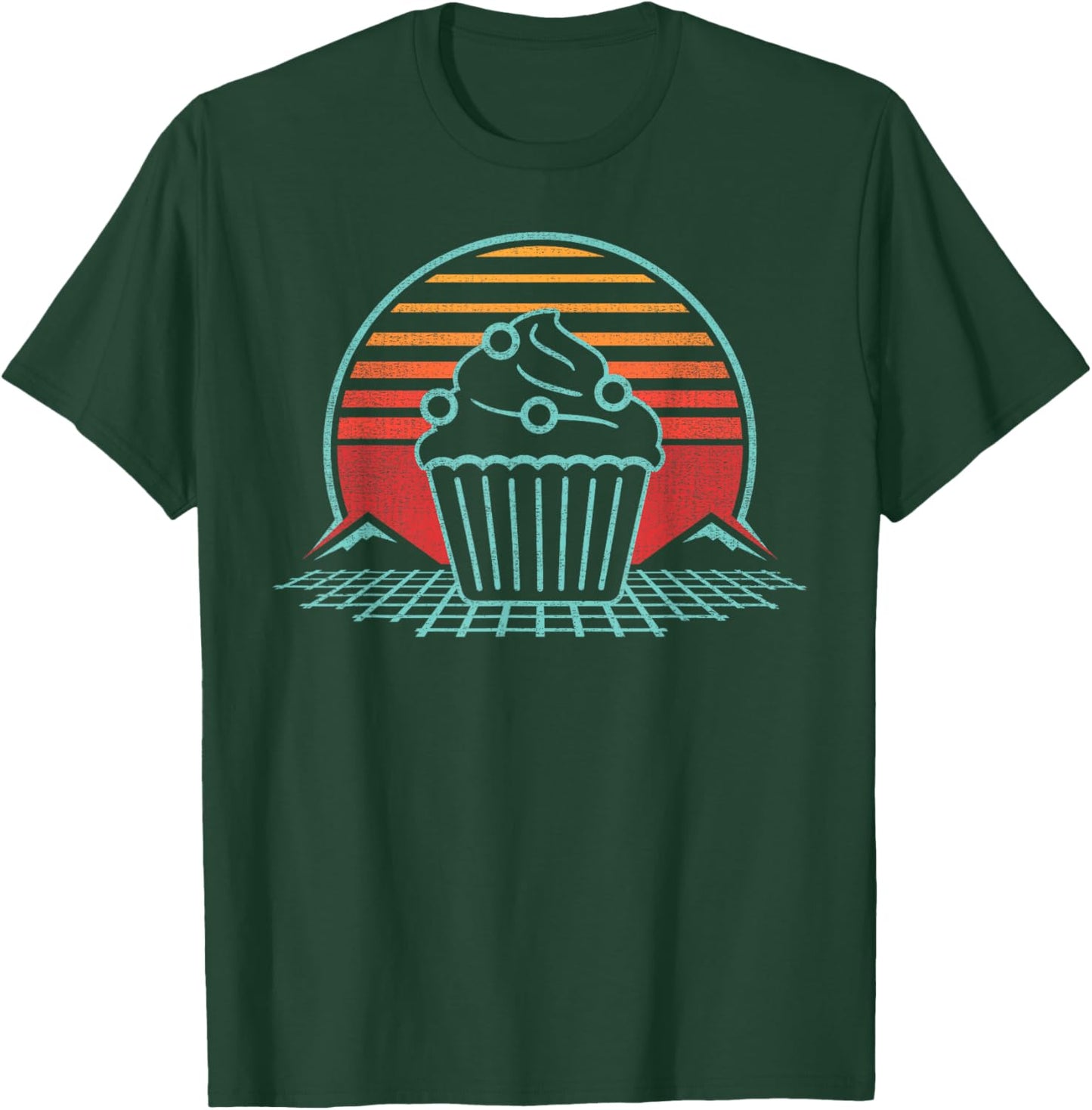 Cupcake Retro Vintage 80s Style Gift T-Shirt - T-Shirt | Forest